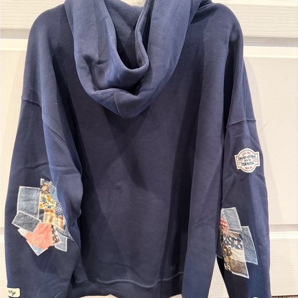 Abercrombie Navy Blue Hoodie with Patchwork Details - Picture 3 of 3
